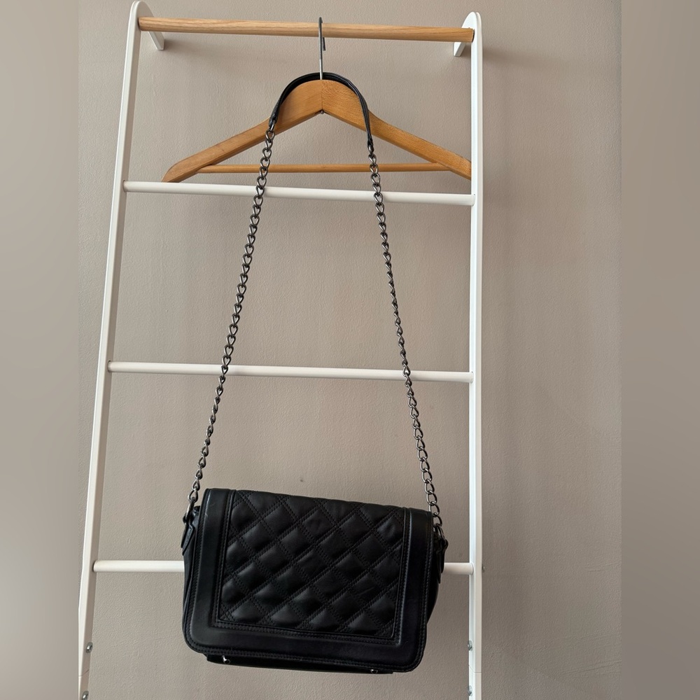 Danier Black Quilted Crossbody Bag